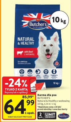 Karma dla psa Natural & Healthy z wołowiną 10 kg promocja w Intermarche