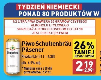 Piwo Schultenbrau pilsner promocja