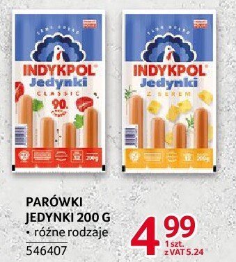 Parówki jedynki różne rodzaje Indykpol 200g promocja w Selgros