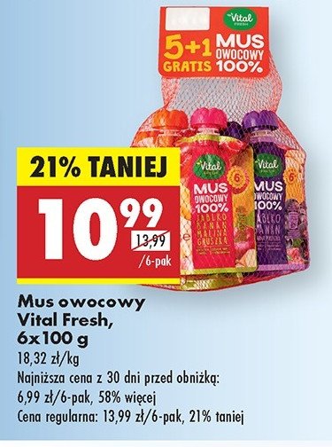 Mus owocowy mix Vital fresh promocja w Biedronka