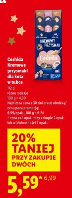 Kremowe przysmaki dla kota Coshida w tubce promocja w Lidl