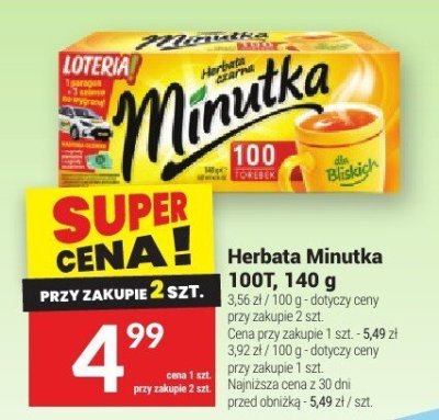Herbata Minutka 100T, 140 g promocja w Twój Market