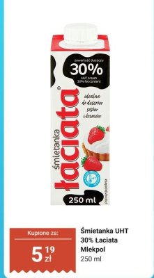 Śmietanka UHT 30% Łaciata Mlekpol promocja w Dino