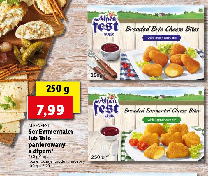 Ser brie panierowany z dipem Alpen fest promocja