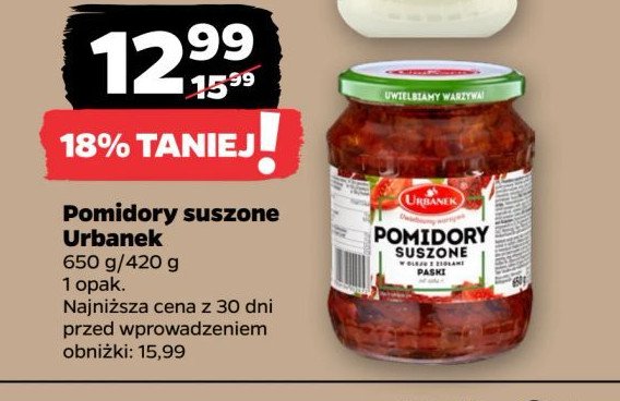 Pomidory suszone w oleju z ziołami Urbanek promocja w Netto