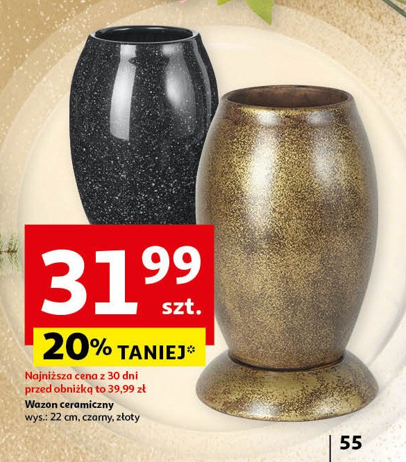 Wazon ceramiczny 22 cm promocja w Auchan