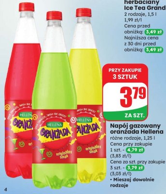 Napój gazowany oranżada Hellena różne rodzaje promocja w Dino