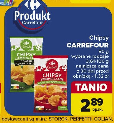 Chipsy zielona cebulka Carrefour classic promocja