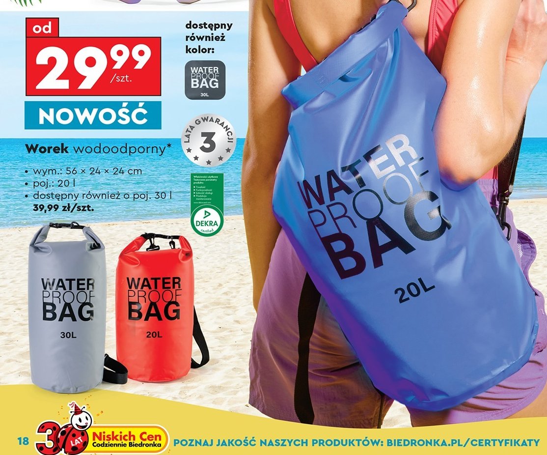 Worek wodoodporny poj. 20 l promocja w Biedronka
