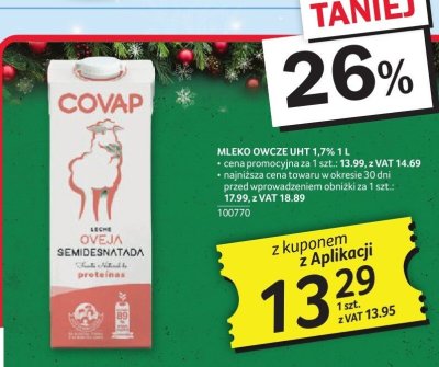 Mleko owcze UHT 1,7% 1 l promocja w Selgros