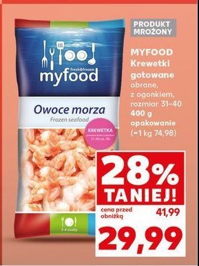 Krewetki gotowane obrane 31/40 Myfood promocja