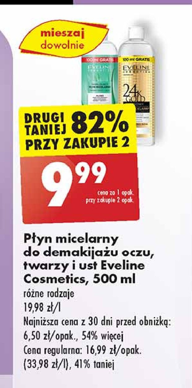 Płyn micelarny luksusowy 24k gold Eveline cosmetics promocja w Biedronka