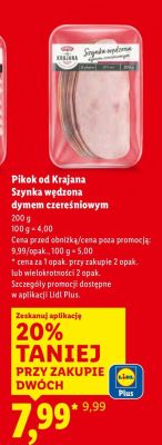 Szynka wędzona dymem czerśniowym Pikok od Krajana promocja w Lidl