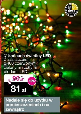 Łańcuch świetlny LED z zasilaczem, z 400 czerwonymi, zielonymi i żółtymi diodami LED promocja w Woolworth