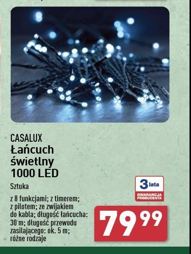 Łańcuch świetlny 1000 led 5 m Casalux promocja w Aldi