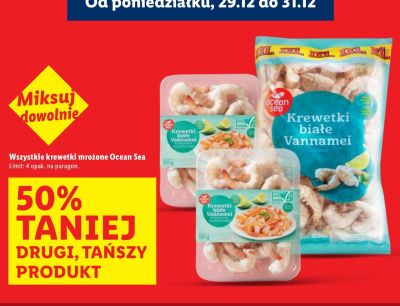 Krewetki mrożone Ocean Sea białe Vannamei różne rodzaje promocja w Lidl