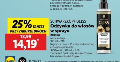 Odżywka do włosów Gliss kur ultimate repair promocja