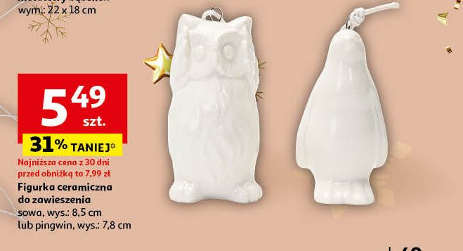 Figurka ceramiczna sowa 8.5 cm promocja