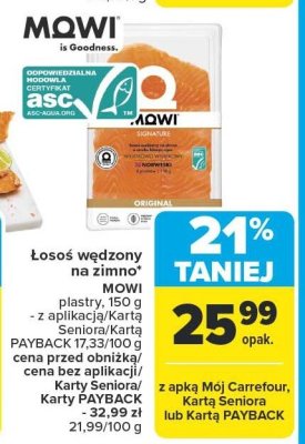Łosoś wędzony na zimno MOWI promocja w Carrefour Market