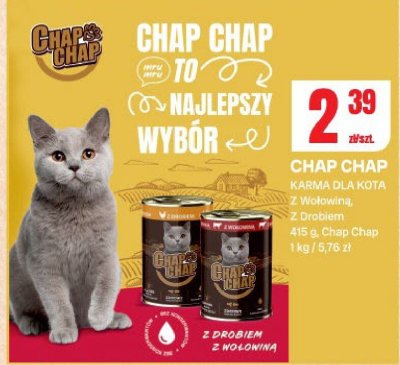 Karma dla kota Chap Chap z wołowiną, z drobiem promocja w Chorten