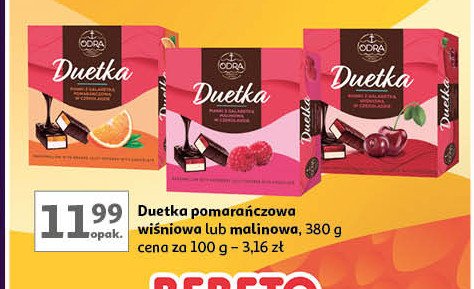 Pianka z galaretką malinową w czekoladzie Odra duetka familijna promocja w Auchan