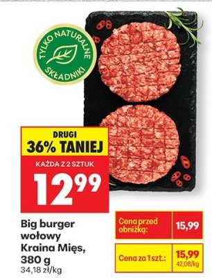 Big burger wołowy 380 g promocja w Biedronka