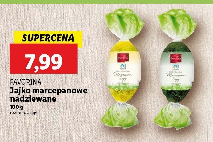 Jajka marcepanowe z nadzieniem ananasowym Favorina promocja w Lidl