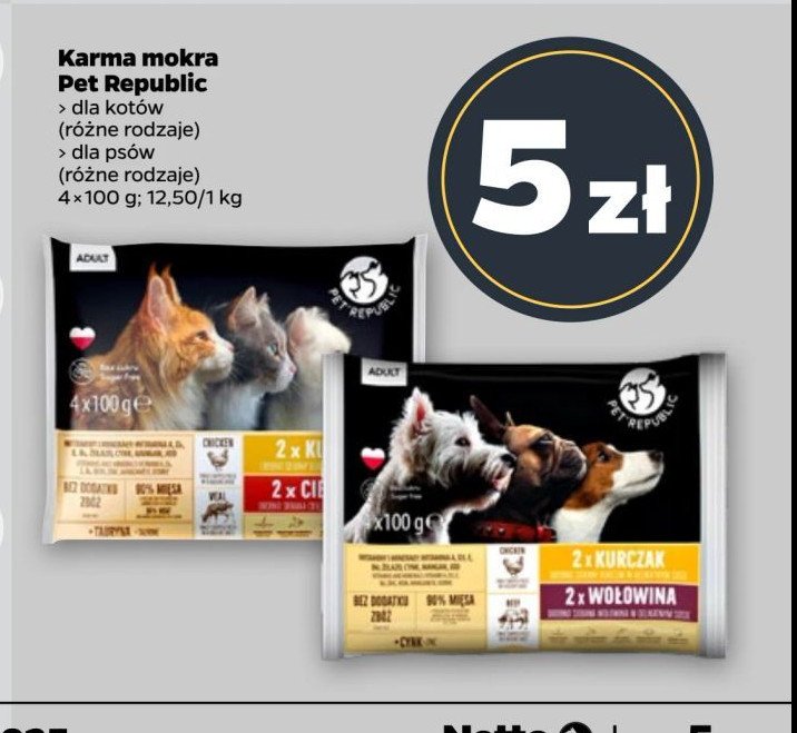 Karma dla kota kurczak + cielęcina Pet republic promocja w Netto