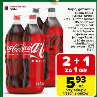 Napój gazowany Coca-Cola różne rodzaje promocja w Carrefour Market