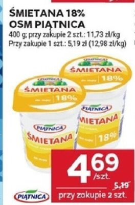 Śmietana 18% OSM Piątnica 400g promocja w Stokrotka