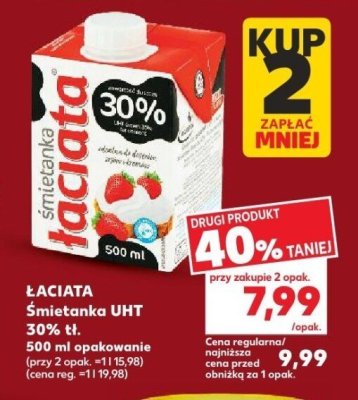 Śmietanka UHT 30% tł. ŁACIATA 500 ml promocja w Kaufland