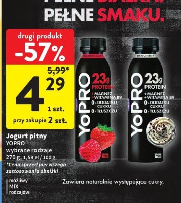 Jogurt pitny YOPRO wybrane rodzaje promocja w Intermarche
