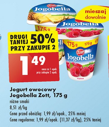 Jogurt malina Zott jogobella promocja