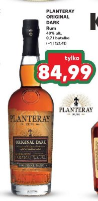 Rum PLANTERAY ORIGINAL DARK 40% 0,7l butelka promocja w Kaufland