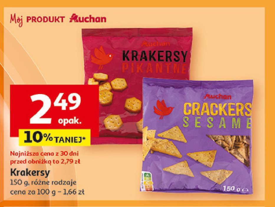 Krakersy sezamowe Auchan promocja w Auchan