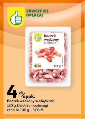 Boczek w słupkach Podniesiony kciuk promocja