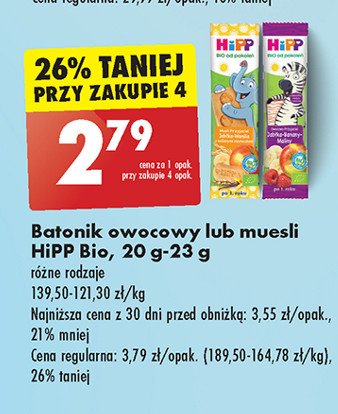 Batonik jabłka banany maliny Hipp promocja