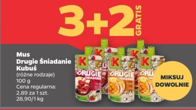 Mus Drugie Śniadanie, różne rodzaje 3+2 GRATIS promocja w Netto