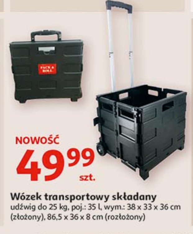 W贸zek transportowy sk艂adany 86.5 x 36 x 8 cm promocja