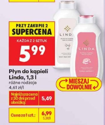 Płyn do kąpieli Linda, 1,3 l promocja w Biedronka