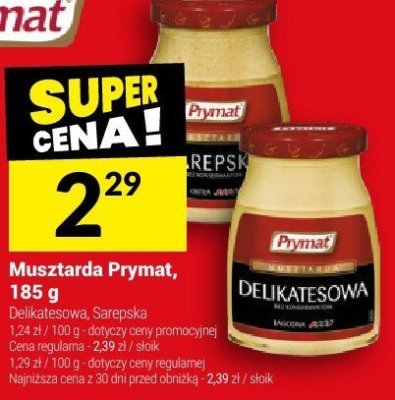 Musztarda Prymat, 185 g (Kremska, Delikatesowa) promocja w Twój Market