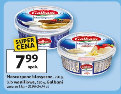 Mascarpone klasyczne lub waniliowe Galbani promocja w Auchan