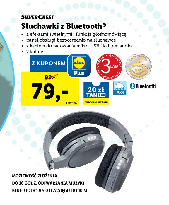 Słuchawki składane bluetooth Silvercrest promocja