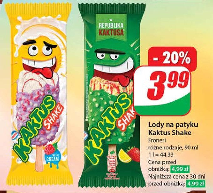 Lody shake cytryna-truskawka Nestle kaktus promocja