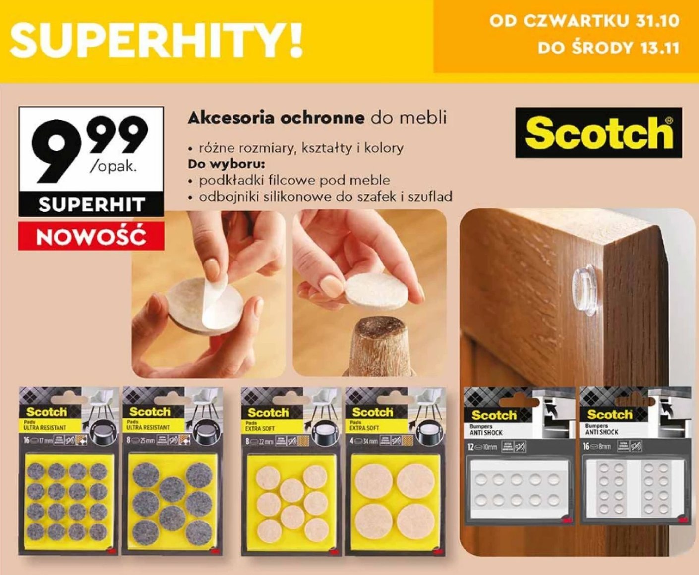 Odbojniki do szafek Scotch promocja w Biedronka