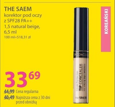 Korektor pod oczy THE SAEM z SPF28 PA++ 1,5 natural beige promocja w Hebe