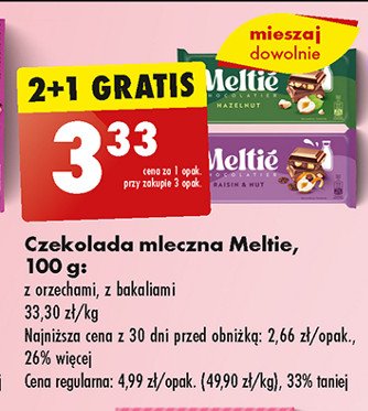 Czekolada mleczna z bakaliami Meltie promocja