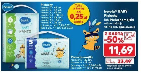 Pieluchomajtki 5 junior Bevola baby promocja w Kaufland