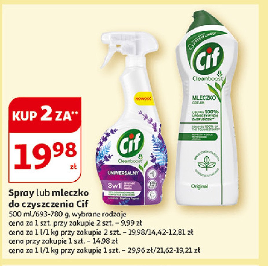 Spray uniwersalny lawenda i błękitna paproć Cif cleanboost promocja