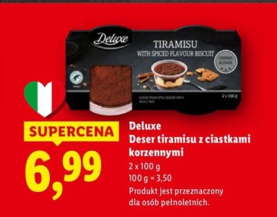 Deser tiramisu z ciastkami korzennymi Deluxe promocja w Lidl